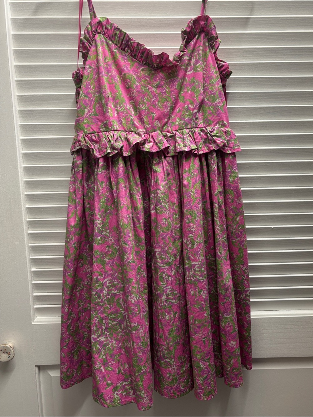 entro Pink & Green Floral Ruffle Mini Dress